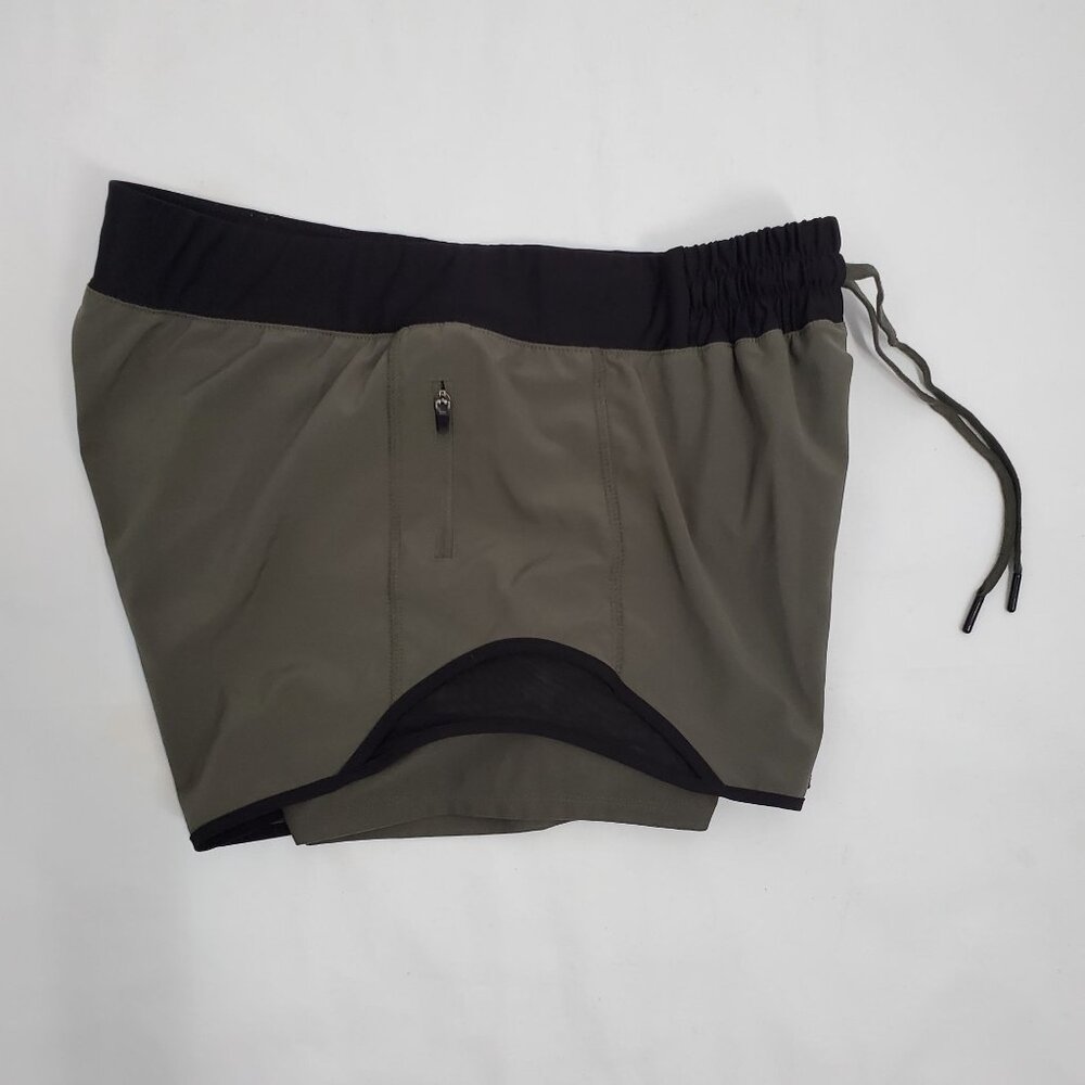 MPG Women's Olive Combo Athletic Training Running Retro Run Shorts Size Large - Picture 5 of 11